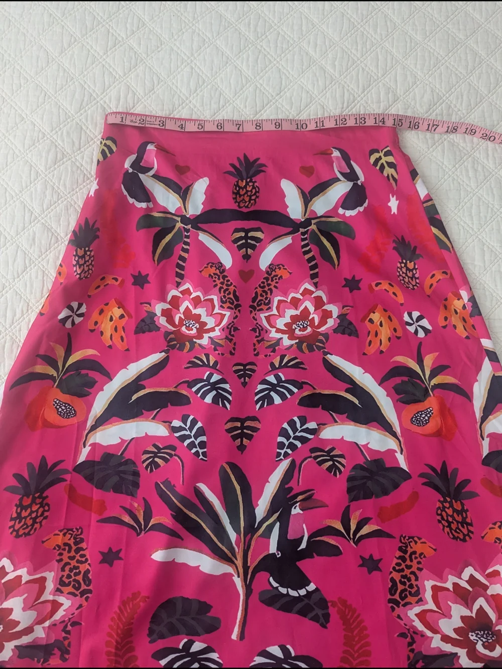 Hot Pink Tropical Maxi Skirt with Floral & Palm Motifs - Picture 3 of 4